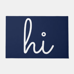 Hi Hello Navy Blue Elegant Modern Doormat