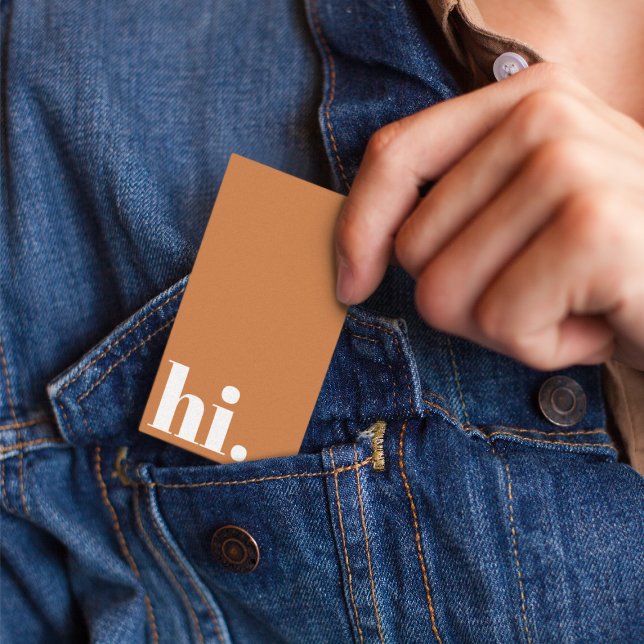 Hi Hello Terracotta Clean Simple Typography Casual Business Card (Creator Uploaded)