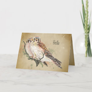 Hi Hello Thinking of you Kestrel Falcon  Bird Card