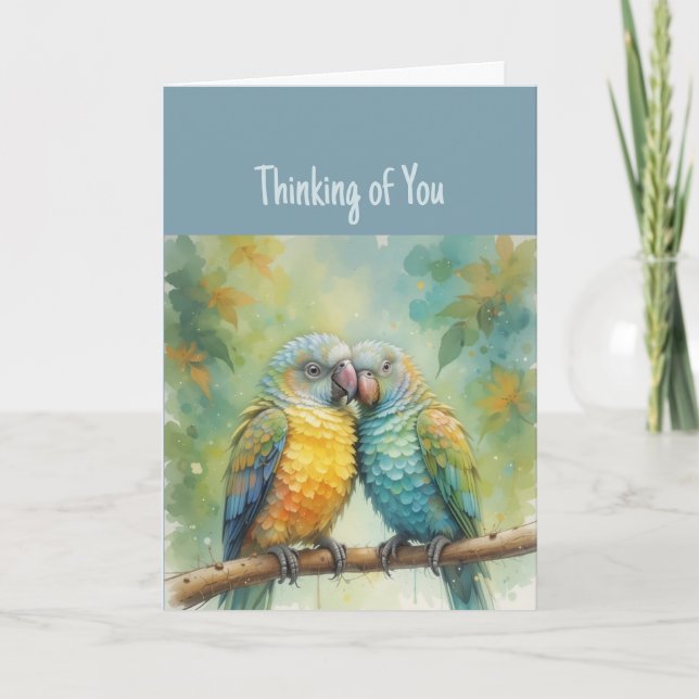 Hi Hello Thinking of You Tropical Parrot Bird  Card (Front)