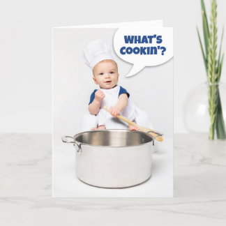 Hi Hello What's Cookin For Anyone Baby Chef Humour Holiday Card