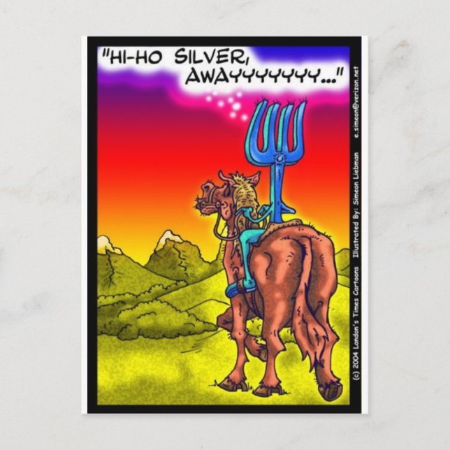 Hi Ho Silver? Fun Lone Ranger Parody Cartoon Gifts Postcard (Front)