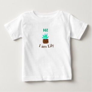 Hi I am Lily cactus succulent add name watercolor Baby T-Shirt