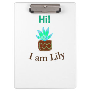 Hi I am Lily cactus succulent add name watercolor  Clipboard