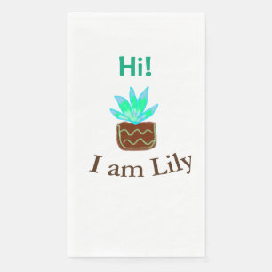 Hi I am Lily cactus succulent add name watercolor  Napkin