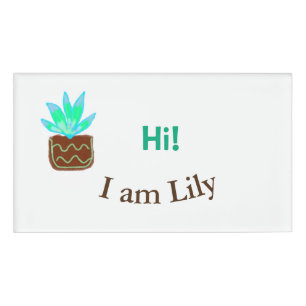 Hi I am Lily cactus succulent add name watercolor Tag