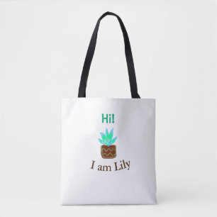 Hi I am Lily cactus succulent add name watercolor Tote Bag