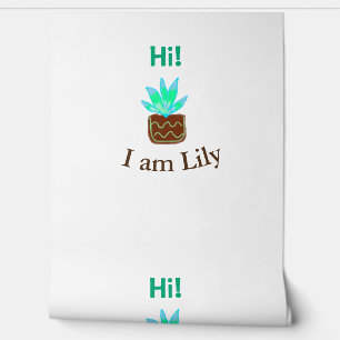 Hi I am Lily cactus succulent add name watercolor  Wallpaper