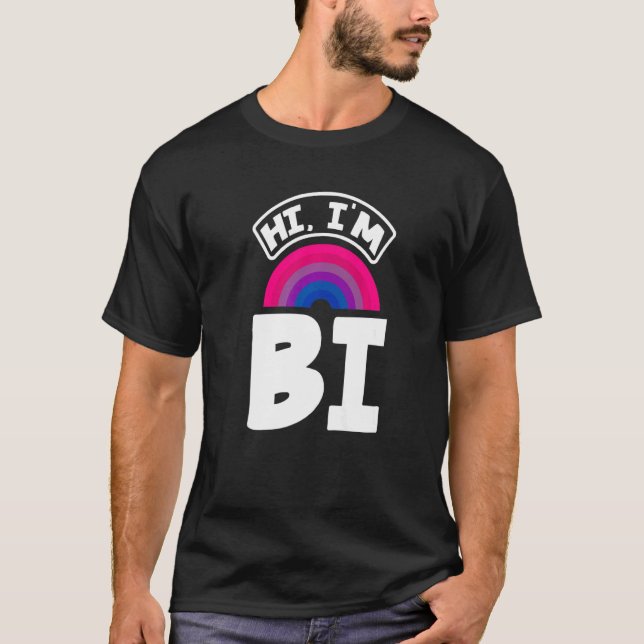 Hi I'm Bi Funny Bi Pride Flag Bisexual Premium T-Shirt (Front)