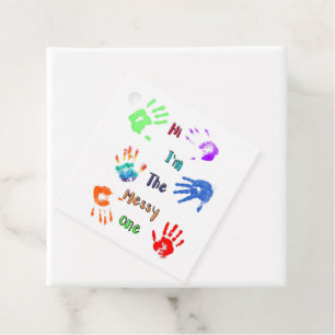 Hi I'm The Messy One - Paint Handprints Favour Tags