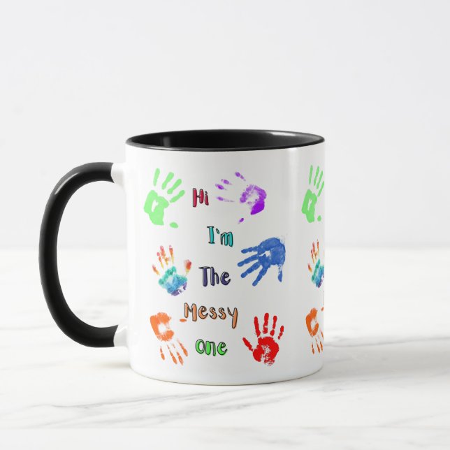 Hi I'm The Messy One - Paint Handprints Mug (Left)