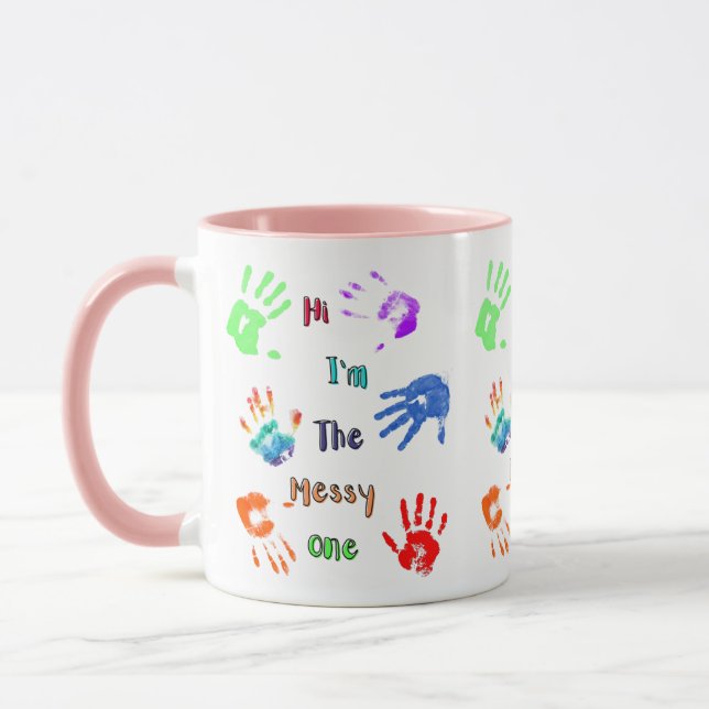 Hi I'm The Messy One - Paint Handprints Mug (Left)