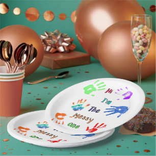 Hi I'm The Messy One - Paint Handprints Paper Plate