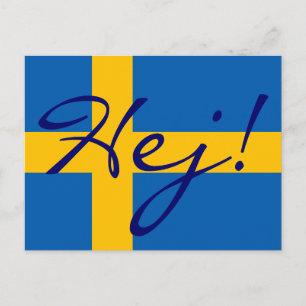 Hi in Swedish Hej! Swedish Flag Postcard