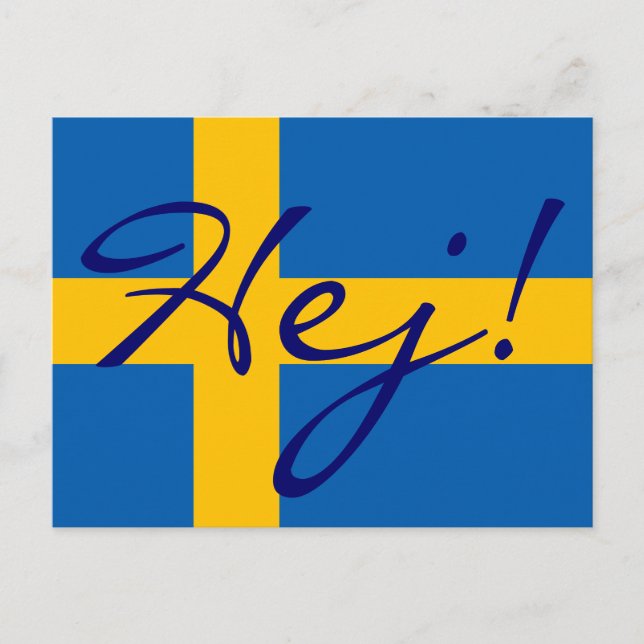 Hi in Swedish Hej! Swedish Flag Postcard (Front)
