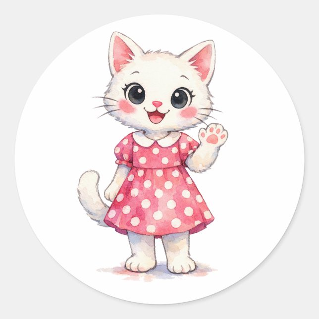 Hi Kitty! Classic Round Sticker (Front)