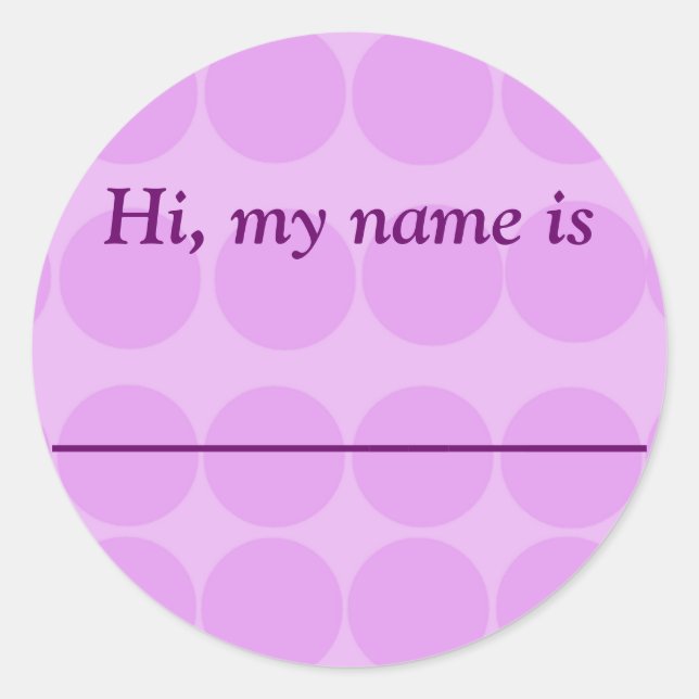 "Hi, my name is _________" Classic Round Sticker (Front)