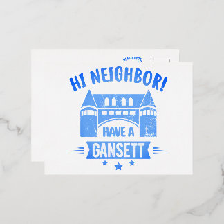 Hi Neighbour Have A Gansett Retro Style Gift Foil Holiday Postcard
