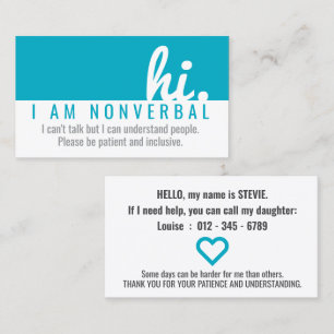 hi nonverbal patience pvc badge business card