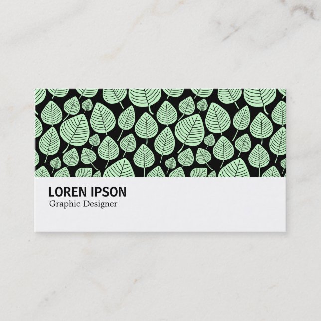 Hi-Phi - 0380 - Leaves - Ghost Green on Black Business Card (Front)