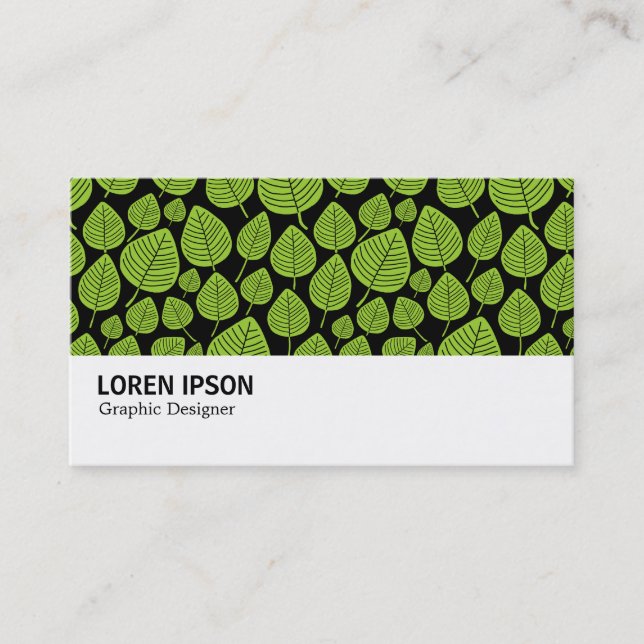 Hi-Phi - 0382 - Leaves - Martian Green on Black Business Card (Front)