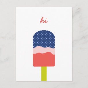 Hi Popsicle in Blue Coral Fun Personalized Script Postcard