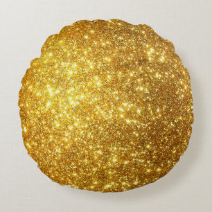 Hi-res golden grunge background, raster illustrati round pillow