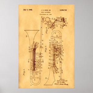 Hi res Trombone Patent art Vintage Paper Poster