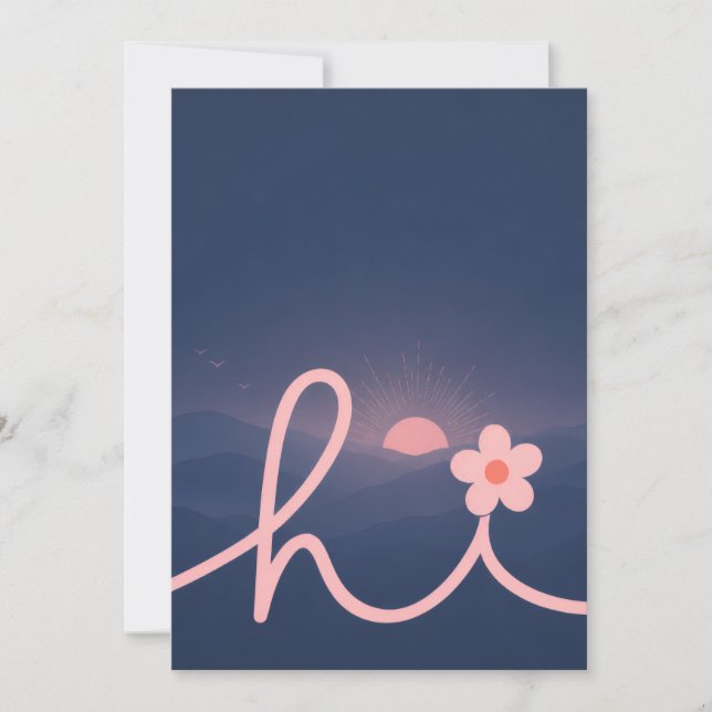 "hi" Script Mountain Sunset Design Invitation (Front)