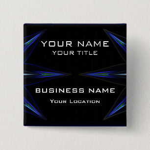 Hi Tec Futuristic Business Name Tag 2 Inch Square Button