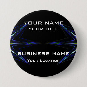 Hi Tec Futuristic Business Name Tag 3 Inch Round Button