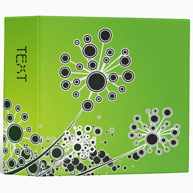 Hi Tech Flower On Lime Green Background Binder (Front/Spine)