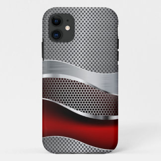 Hi Tech Futuristic Mesh Chrome Red iPhone 11 Case
