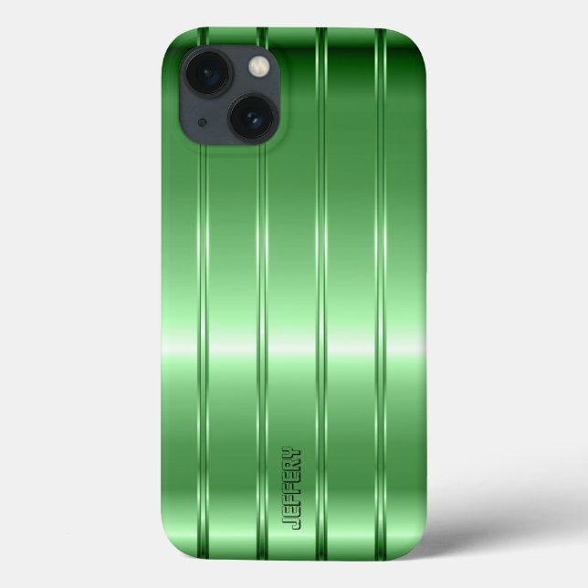 Hi Tech Metallic Green Stripes Design Case-Mate iPhone Case (Back)
