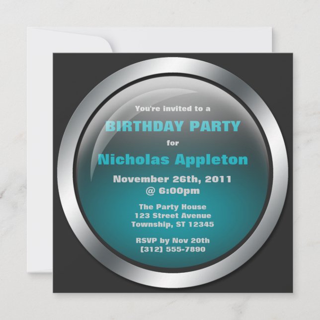 Hi-Tech Sphere Blue Anniversaire Invitations (Devant)