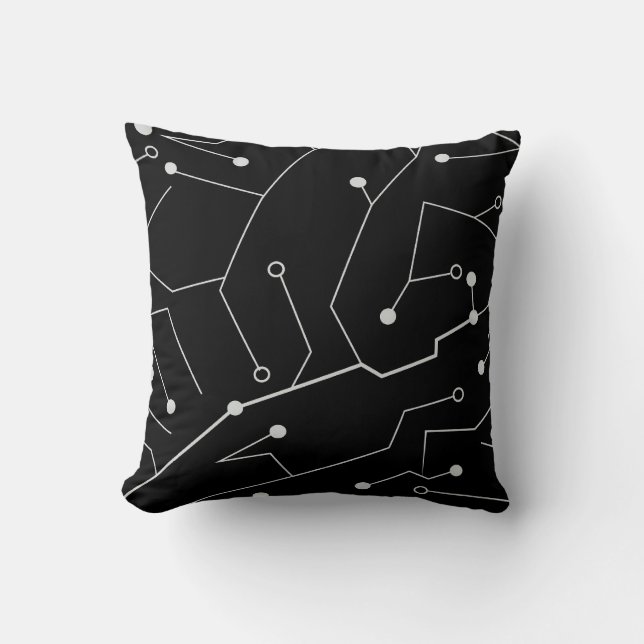 hi technology modern microchip throw pillow (Front)
