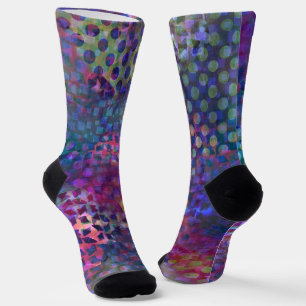 "Hi There!" Multicolored Digital Abstract Art Socks