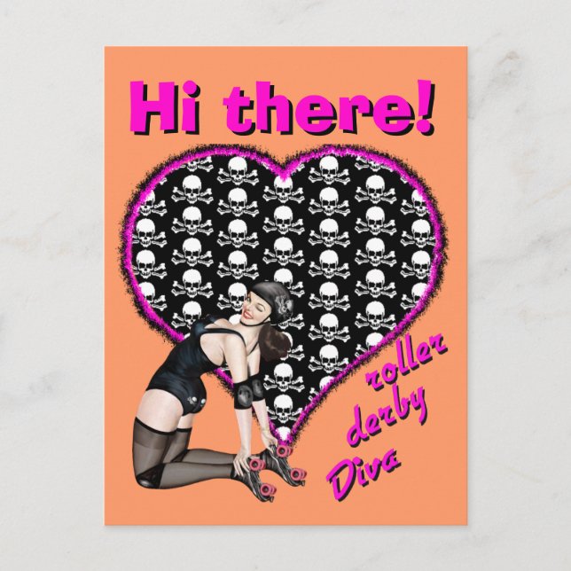Hi there! roller derby Diva Postcard (Front)