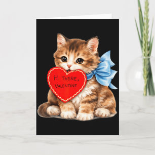 Hi There Valentine Cute Kitten Cat Love Design Card