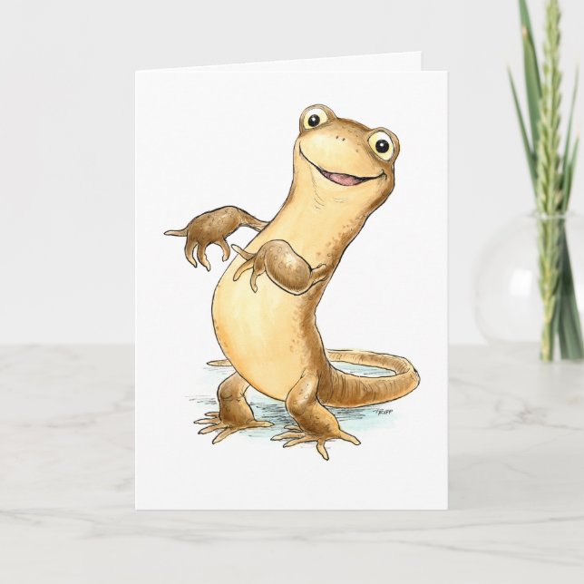 "Hi there! What's newt?" Perky newt card (Front)