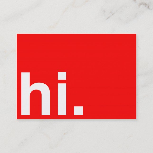 HI Typography Red Modern Business Card (Front)