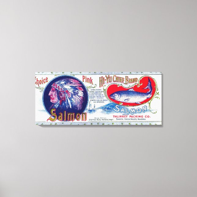 Hi-Yu Chief Salmon Can Label Canvas Print (Front)