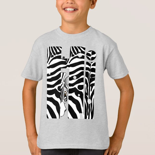 "Hi" Zebra Black/White Stripes Abstract Trendy T-Shirt (Front)