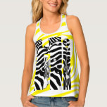 "Hi" Zebra Black/White Stripes YELLOW SUMMER 2025 Tank Top<br><div class="desc">HELLO Summer 2026 "Hi" Zebra Yellow/Black/White Stripes Abstract Trendy Yellow Summer. Two sides design Tank Top Decorated with "Hi" Calligraphy (Lettering), Cute Zebra, Zebra Stripes Black & White Pattern. Abstract Trendy Design. Clothing & Shoes > Women > Clothing > Tops & T-Shirts > Tank Tops. Tank Top Beautiful gift. Summer...</div>