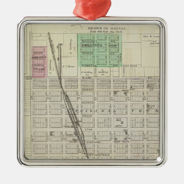 Hiawatha, Everest, Morrill, and Baker, Kansas Metal Ornament (Front)