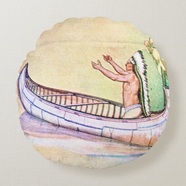 Hiawatha Magic Canoe Round Pillow (Front)