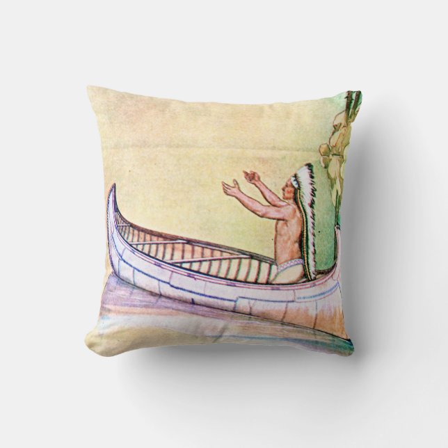 Hiawatha Magic Canoe Throw Pillow (Front)