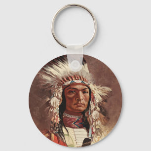 Hiawatha Native American Indian Chief Portrait Keychain