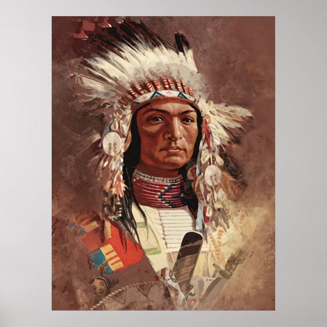 Hiawatha Native American Indian Chief Portrait Poster (Front)