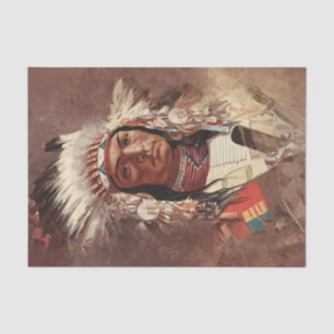 Hiawatha Native American Indian Chief Portrait Tissue Paper